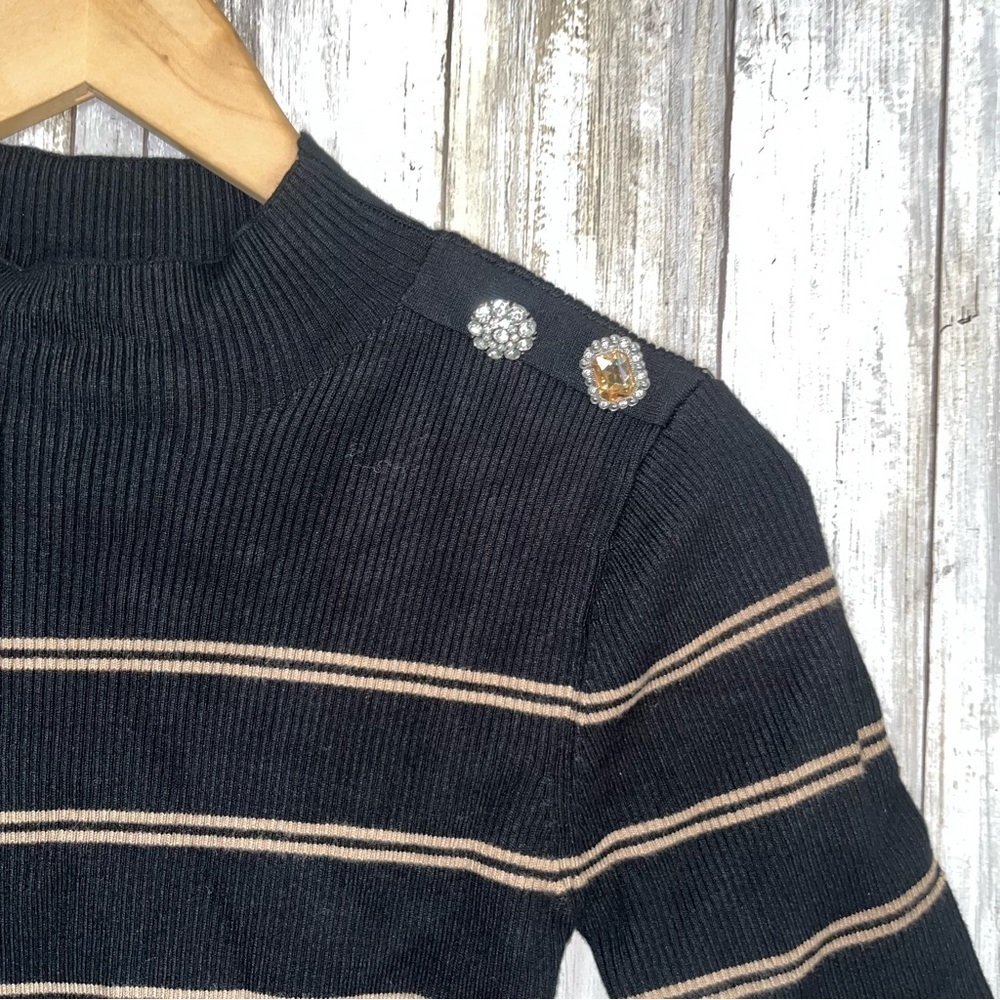 NWT Ellen Tracy Jewel Ribbed Blouse - Picture 3 of 5